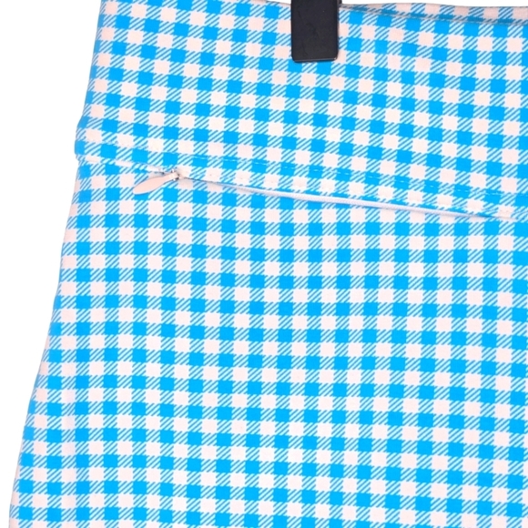 Lands End Womens Island Turquoise Gingham Print Starfish Crop Pants Size Large - Picture 9 of 10